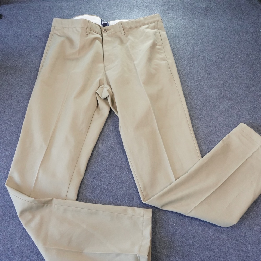 Lands End Mens 38x36 Tall Straight Fit Khaki Chino Pants Tan Cotton 535732